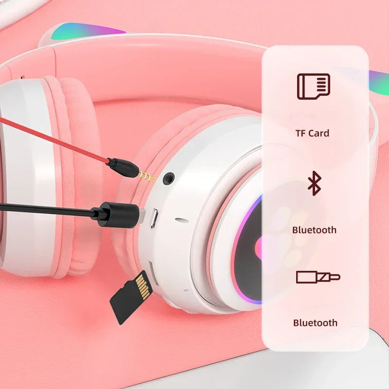 Wireless Cat Ears Headphone Pink
