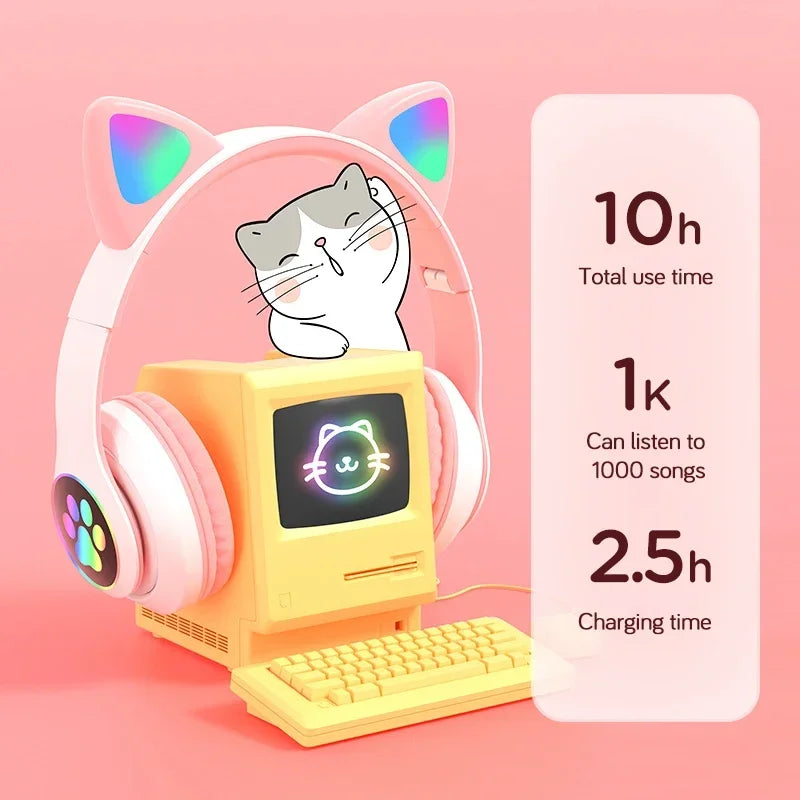 Wireless Cat Ears Headphone Pink