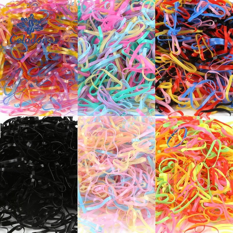 2018 New Random 500PCS colorful baby hair holders rubber bands elastics for girls