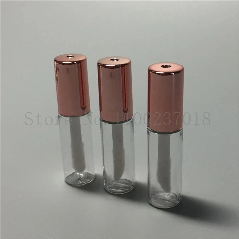 Rose Gold Cosmetic empty lip gloss tubes with caps for DIY lipstick and lipgloss samples, available in 50/100/200PCS wholesale sets
