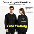 Customized cotton long sleeve T-shirts with printed round neck design for men and women casual daily wear