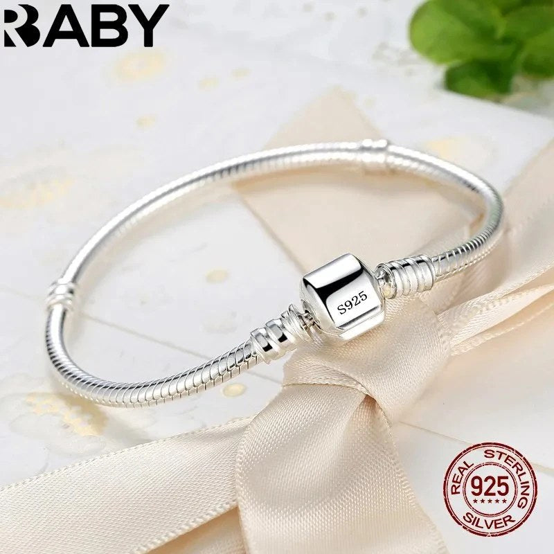 Handmade original fine jewelry 925 sterling silver snake bone charm bracelet for women