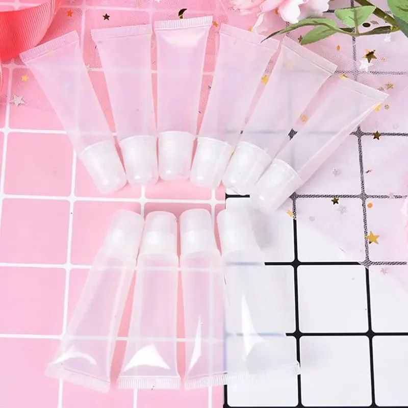 10Pcs cosmetic soft tubes for lipstick and lip gloss refillable bottles set