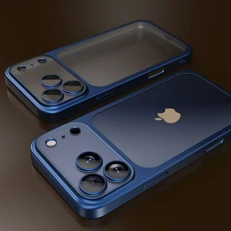 Luxury plating color PC transparent phone case with matte backplate for iPhone 17 to 13 Pro Max with air lens protection