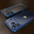 Luxury plating color PC transparent phone case with matte backplate for iPhone 17 to 13 Pro Max with air lens protection