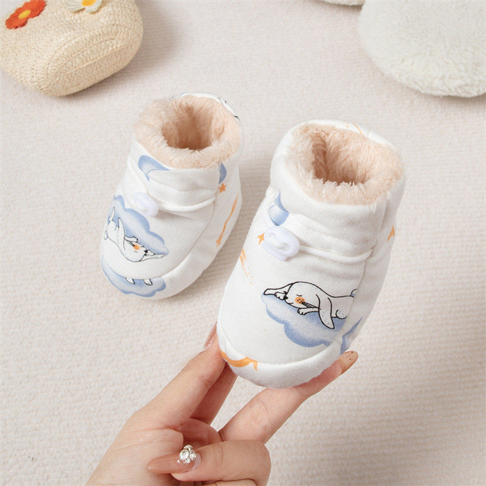 MyKids-USA® Baby Animals Cartoon Print Thickened Cotton-padded Fleece-lined Warm Soft Bottom Shoes
