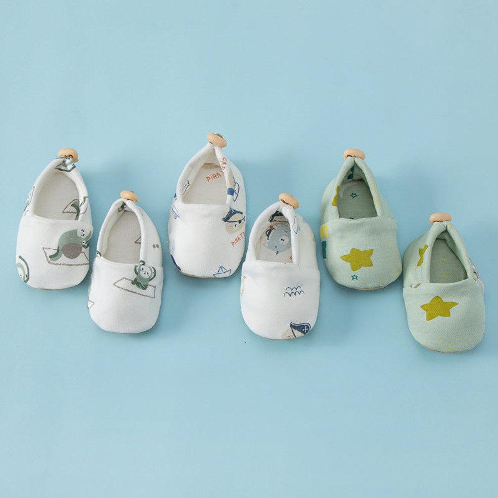 MyKids-USA® Baby Simple Cartoon Print Soft Sole Anti-slip Shoes with Cotton Fabric